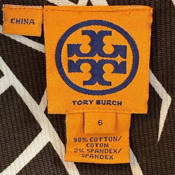 Tory Burch Brown Shift Dress White Leaf Print Sleeveless Corduroy Dress Size 6 - Picture 6 of 11